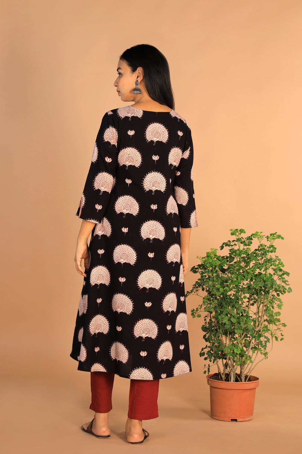 Image of Charcoal black Cotton Bagh kurti