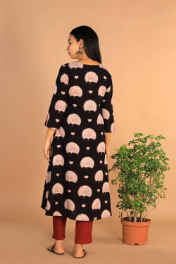 Collection of Charcoal black Cotton Bagh kurti in a gallery layout