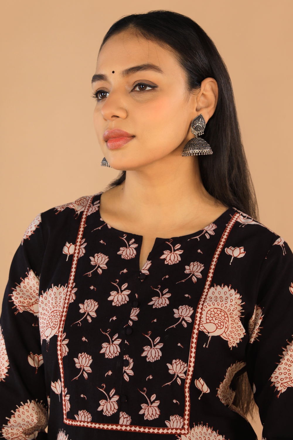 Image of Charcoal black Cotton Bagh kurti