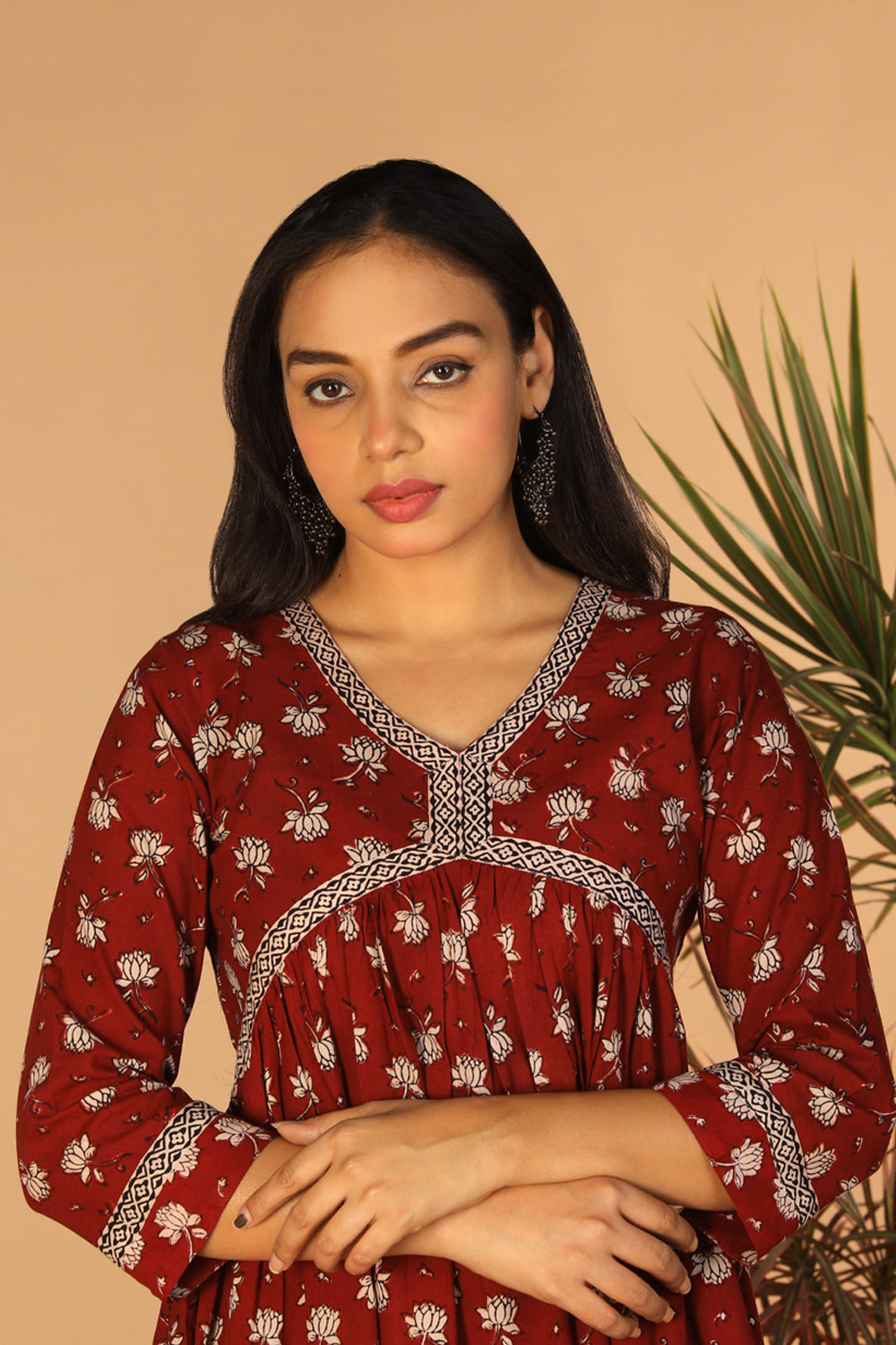 Maroon cotton Bagh kurti