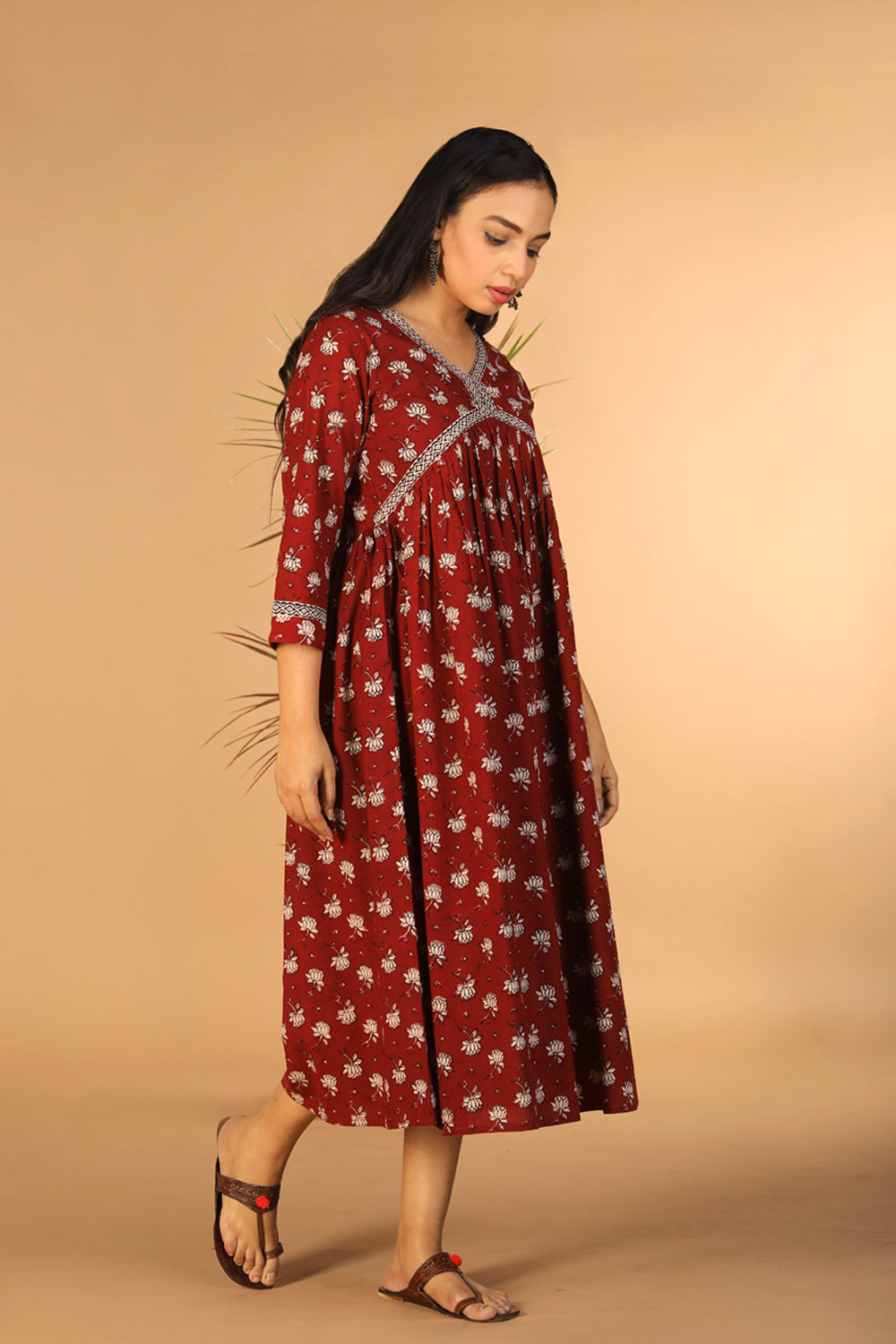 Maroon cotton Bagh kurti