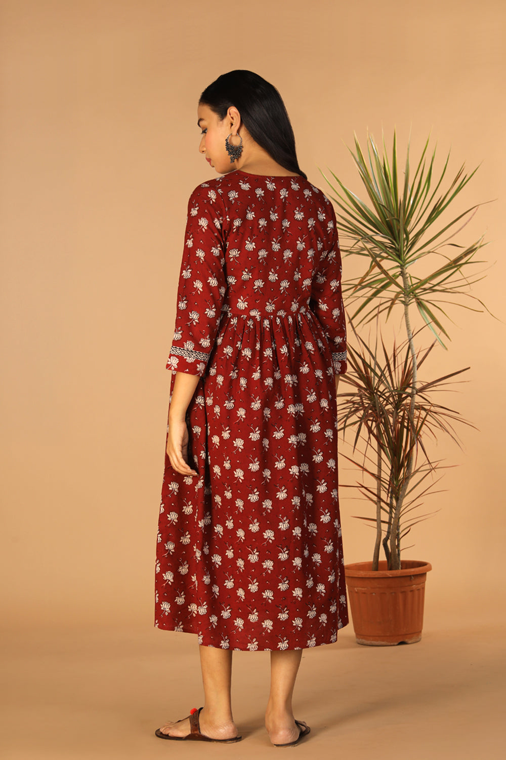 Maroon cotton Bagh kurti