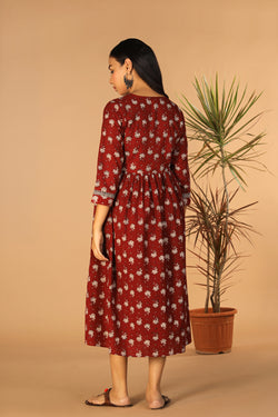 Image of Maroon cotton Bagh kurti