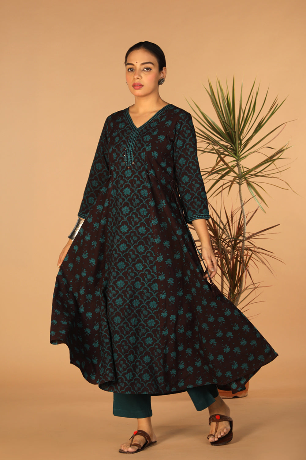 Paneled cotton Bagh long Kurti