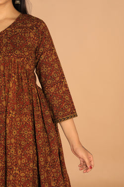 Collection of Bagh handblockprinted tiered cotton dress in a gallery layout