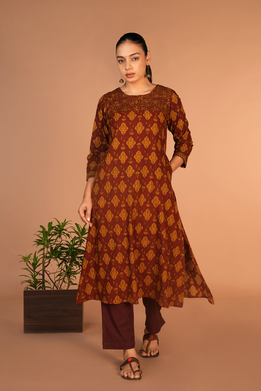 Rust bagh block printed kurta