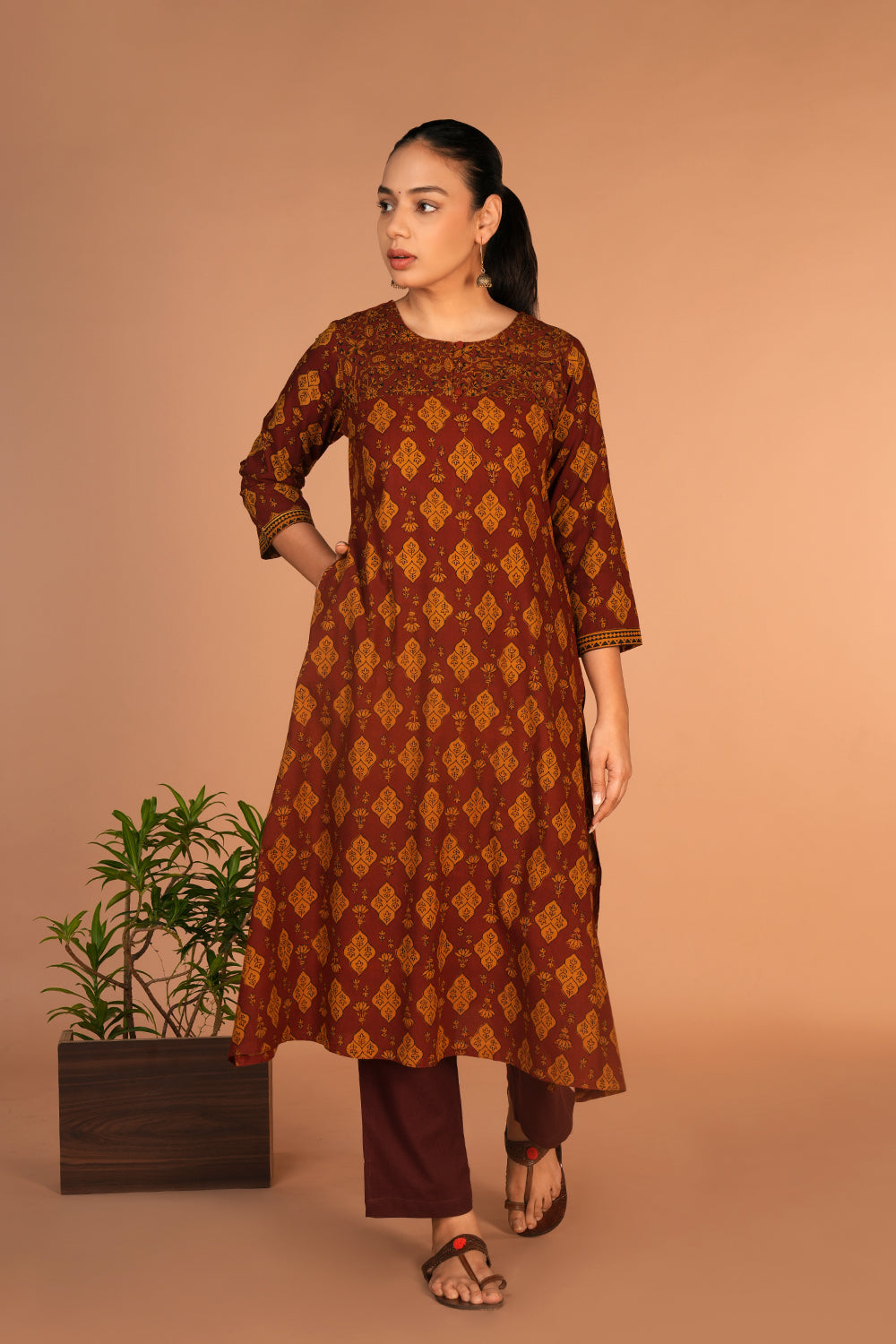 Image of Rust Bagh Handblock printed kurta