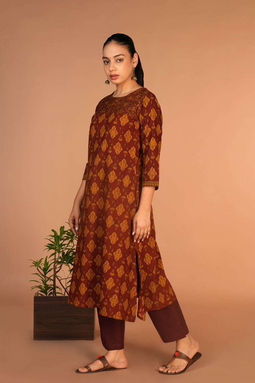 Image of Rust Bagh Handblock printed kurta