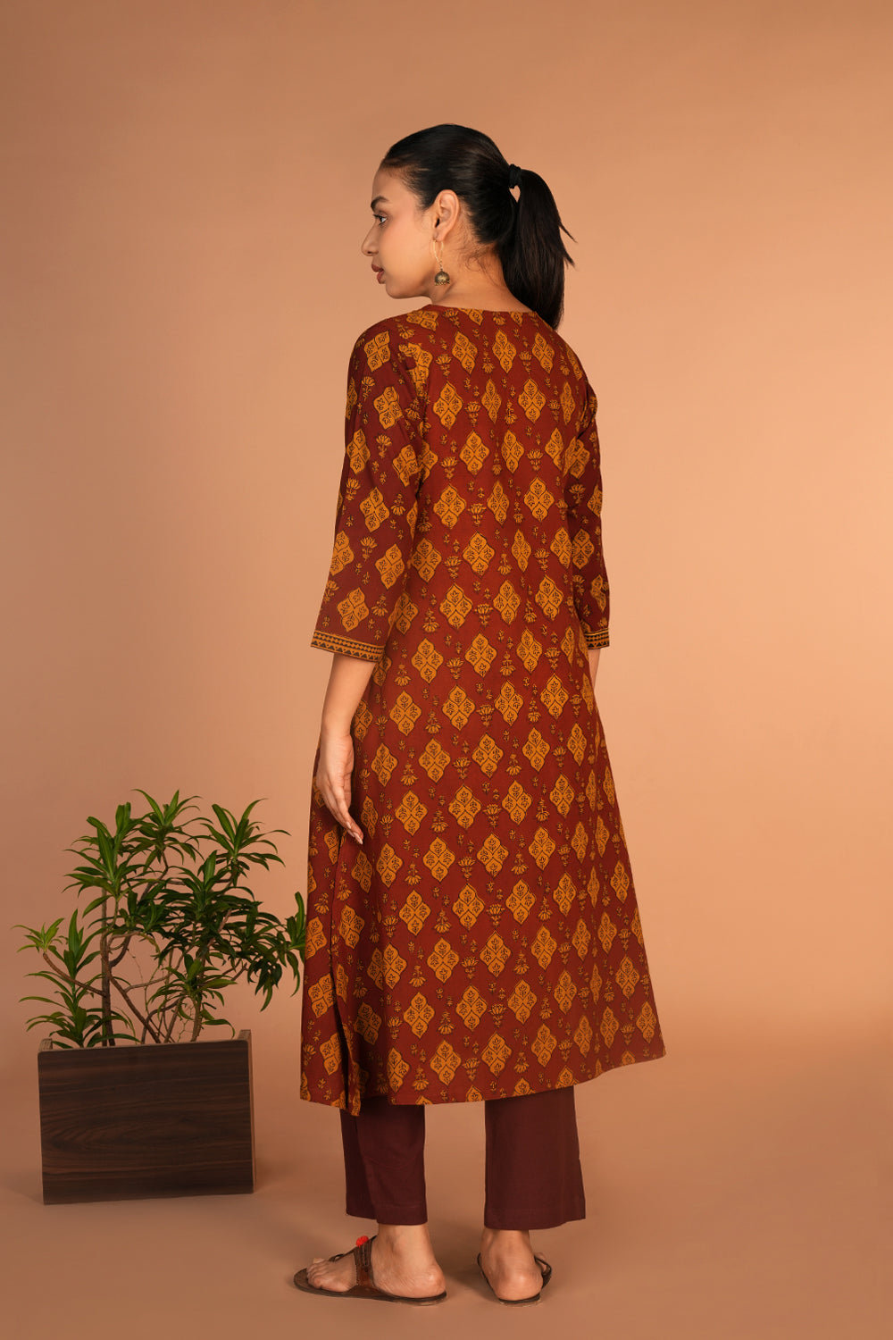 Image of Rust Bagh Handblock printed kurta