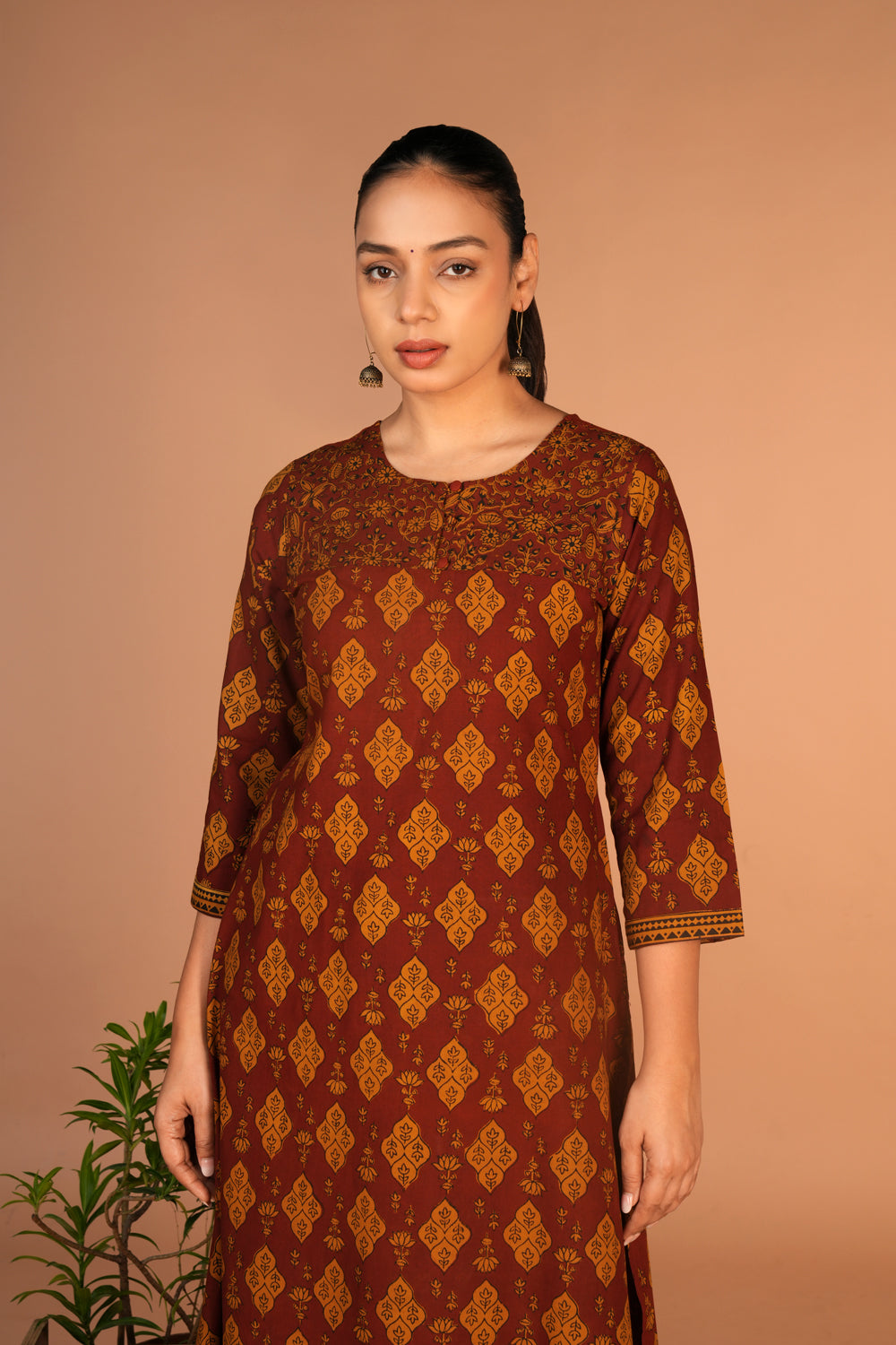 Image of Rust Bagh Handblock printed kurta