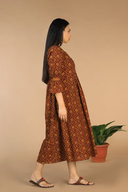 Collection of Cotton Bagh handblock printed gathered dress. in a gallery layout