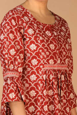 Collection of Cotton Bagh handblock printed gathered dress. in a gallery layout