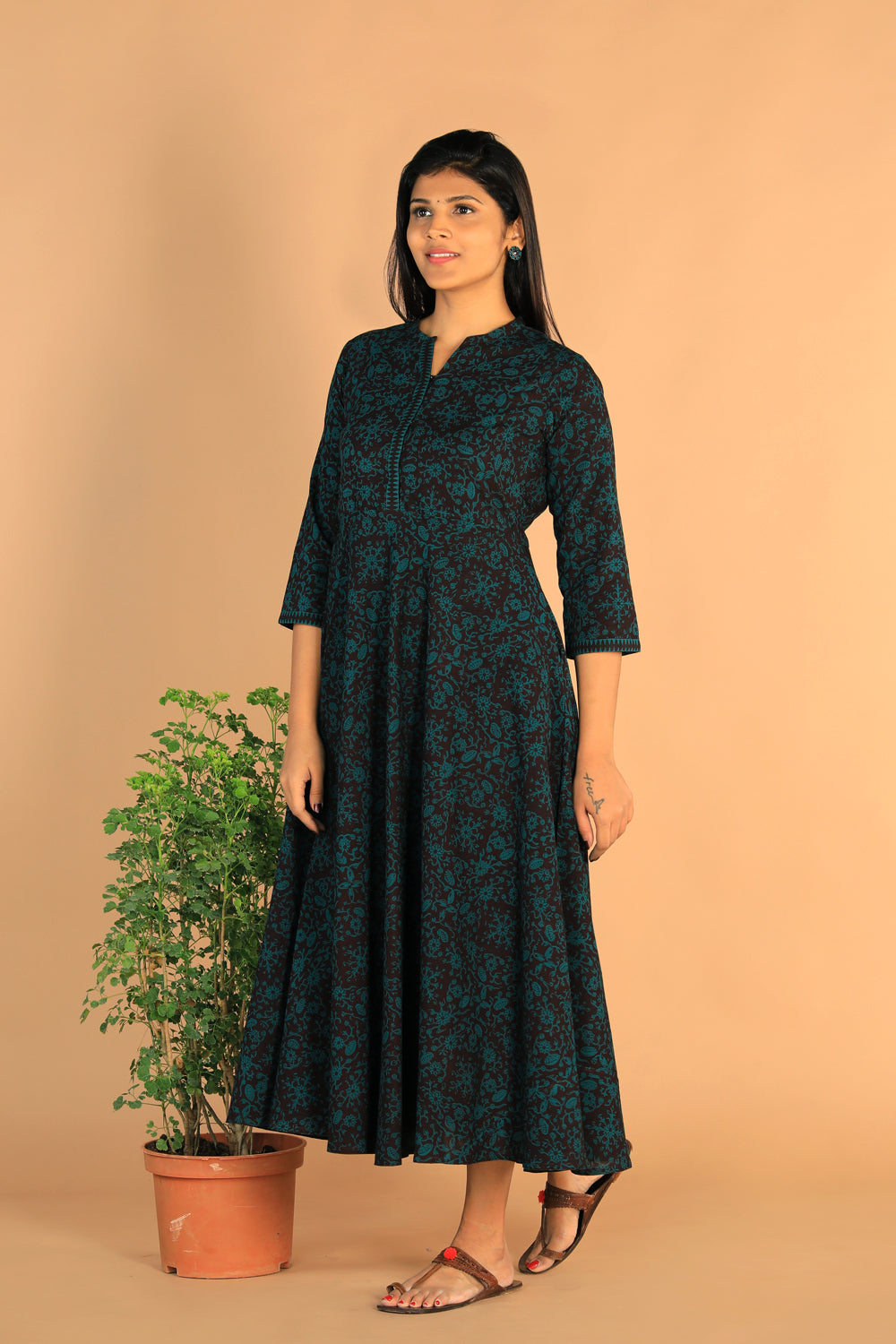 Collection of Cotton Bagh print dress in a gallery layout