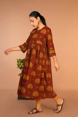 Image of Maroon Bagh handblock printed cotton dress