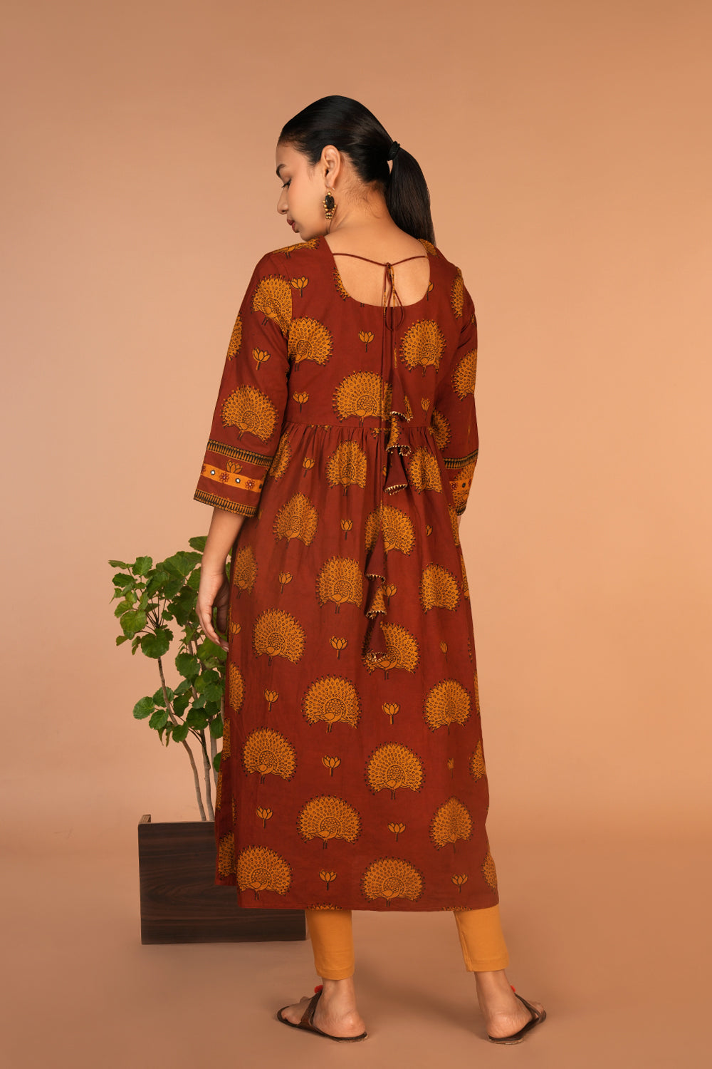 Maroon Bagh handblock printed cotton dress