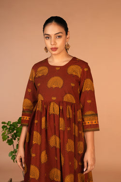 Image of Maroon Bagh handblock printed cotton dress