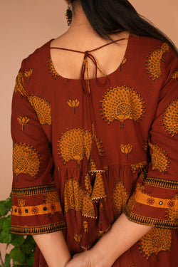 Image of Maroon Bagh handblock printed cotton dress