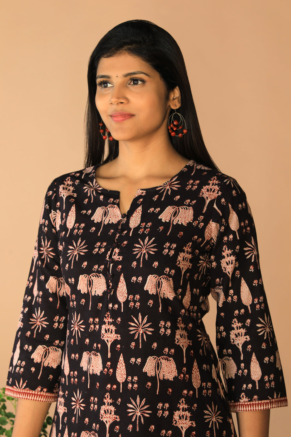 Image of Charcoal black Bagh Handblock Printed Kurta