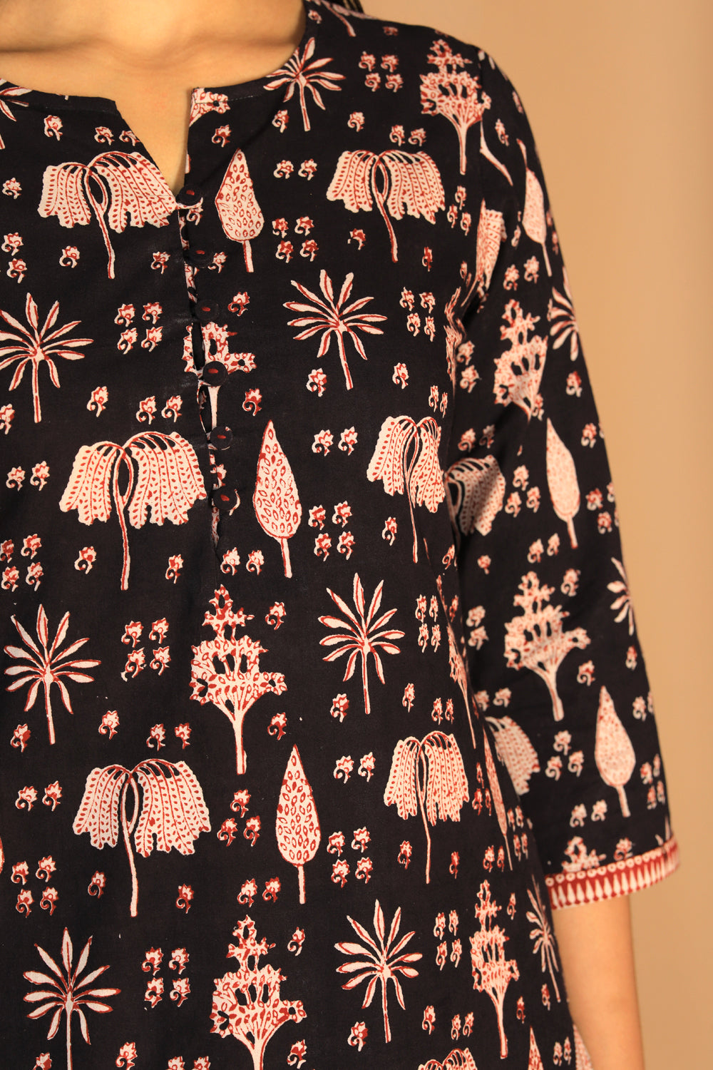 Image of Charcoal black Bagh Handblock Printed Kurta