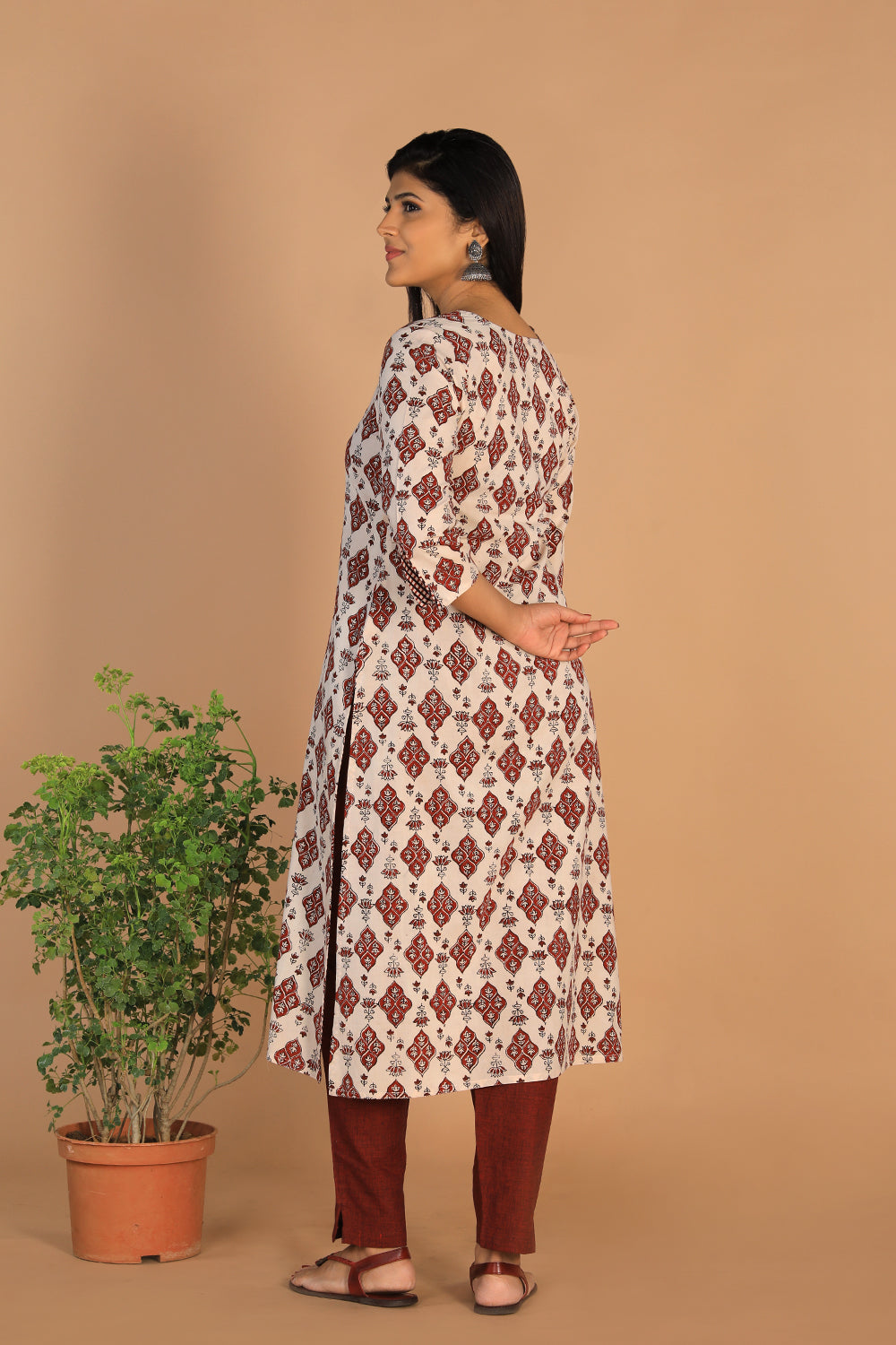 Off-white Cotton Bagh Handblock printed Kurta