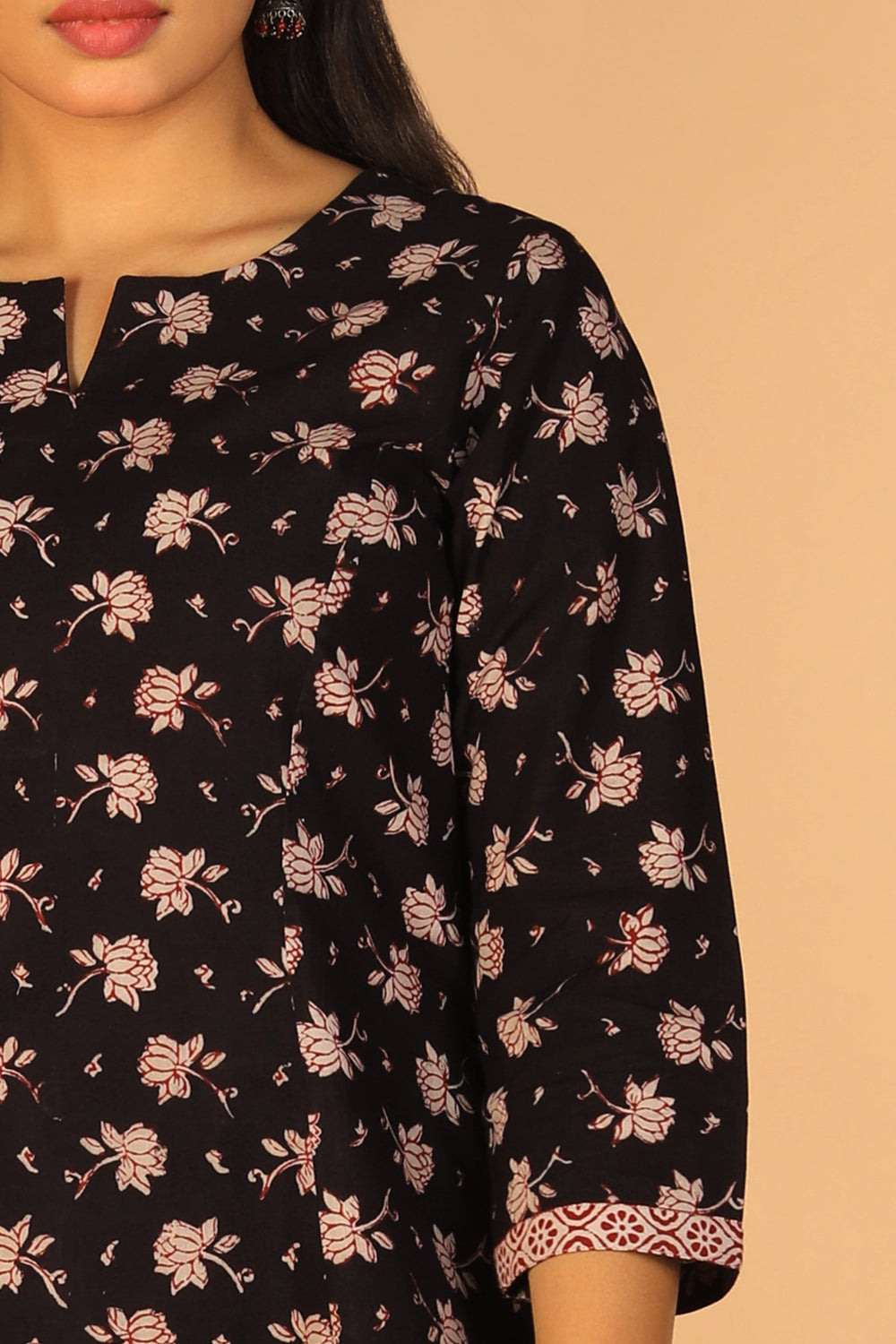 Image of Charcoal Black Cotton Bagh Kurta