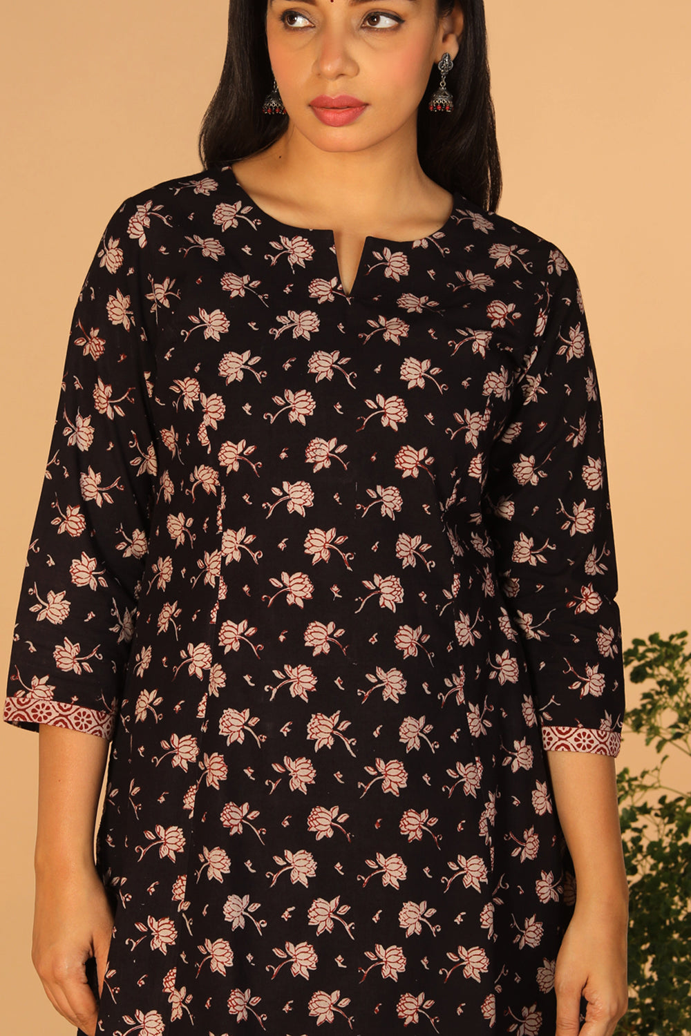 Image of Charcoal Black Cotton Bagh Kurta