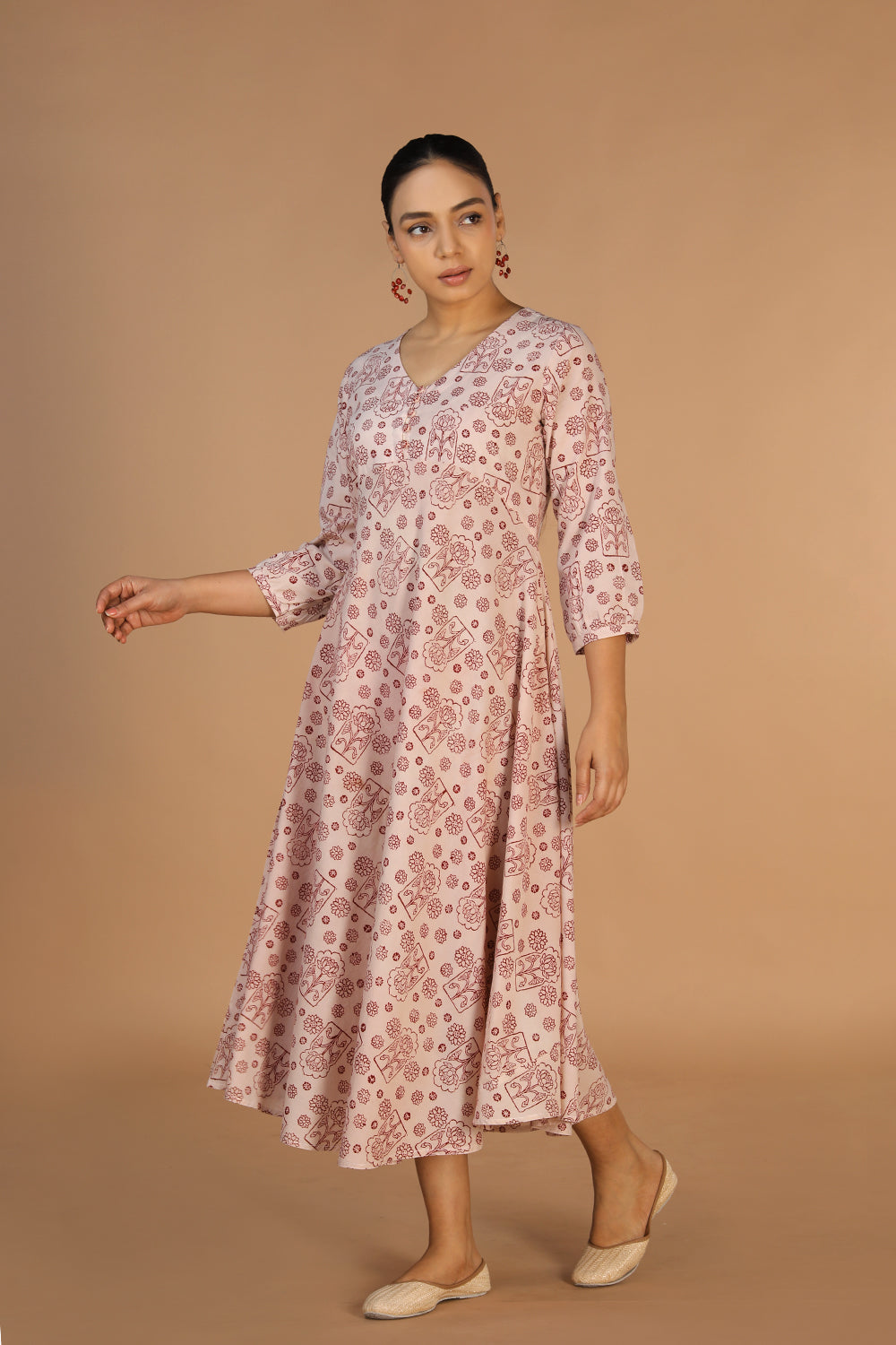 Image of Bagh handblock printed flared cotton dress