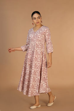 Image of Bagh handblock printed flared cotton dress