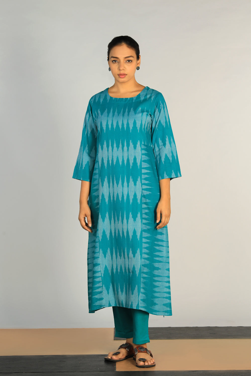 Collection of Cotton Pochampally Ikat kurti in a gallery layout