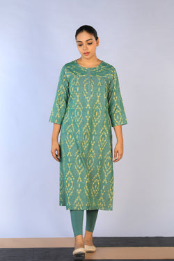 Image of Handwoven cotton Pochampally Ikat kurti