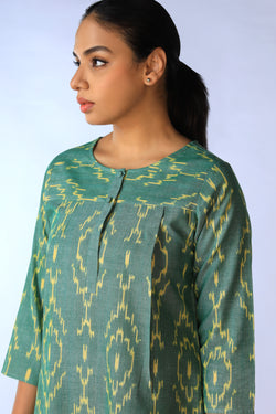 Image of Handwoven cotton Pochampally Ikat kurti