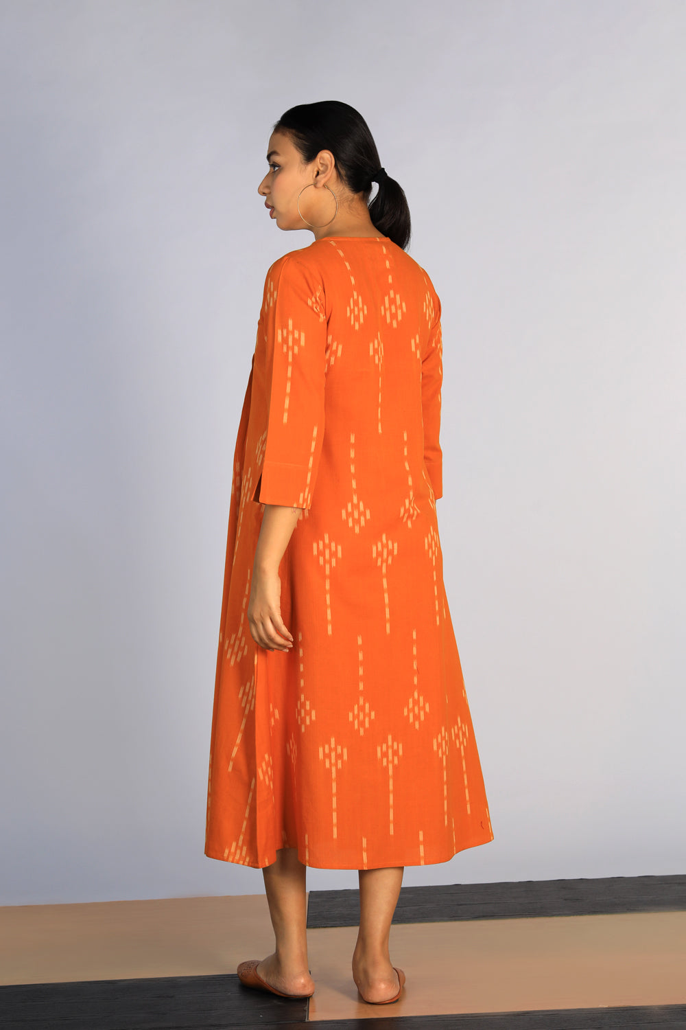 Image of Hand embroidered cotton Pochampally Ikat dress