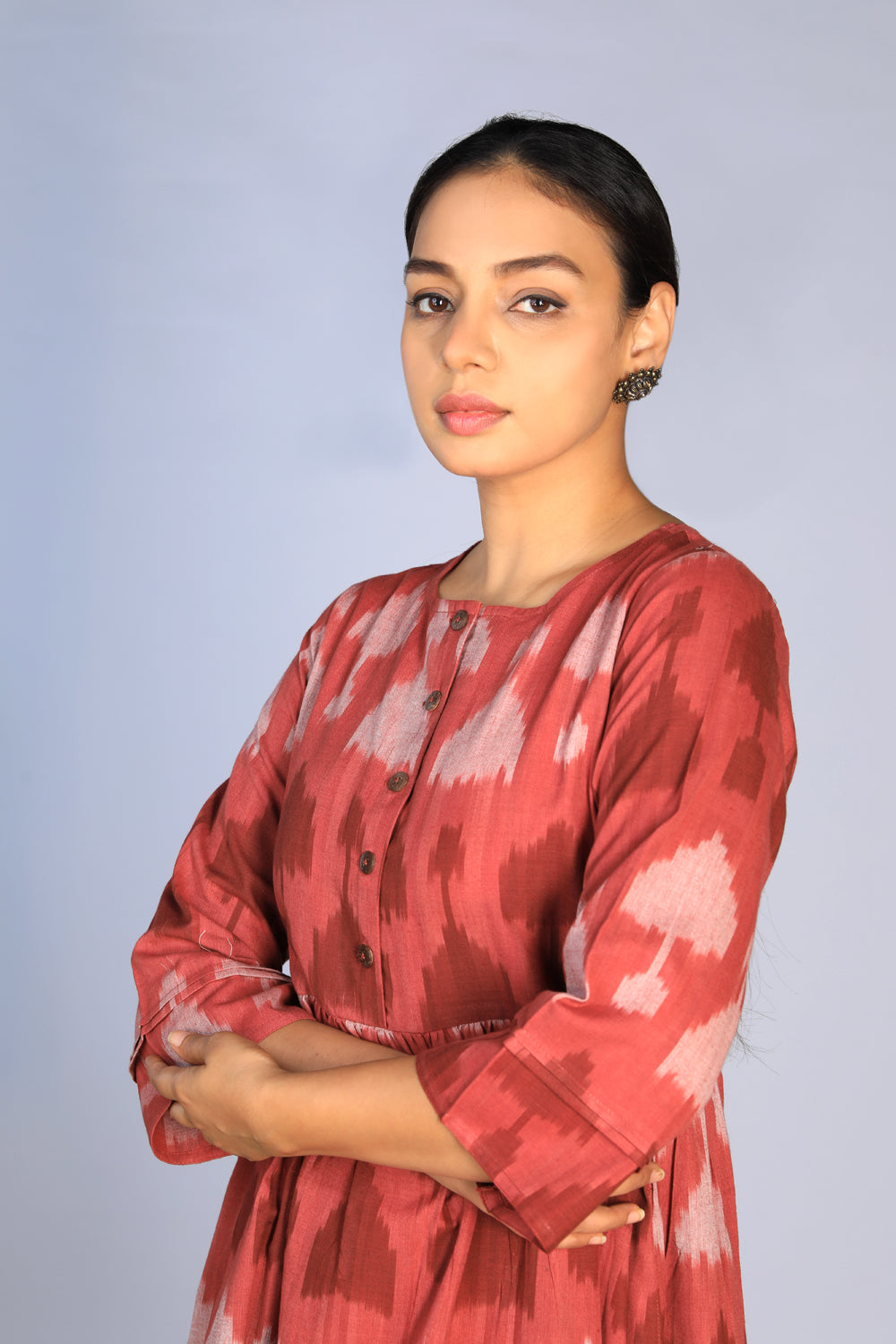 Handwoven cotton Pochampally Ikat dress – Kalanjali