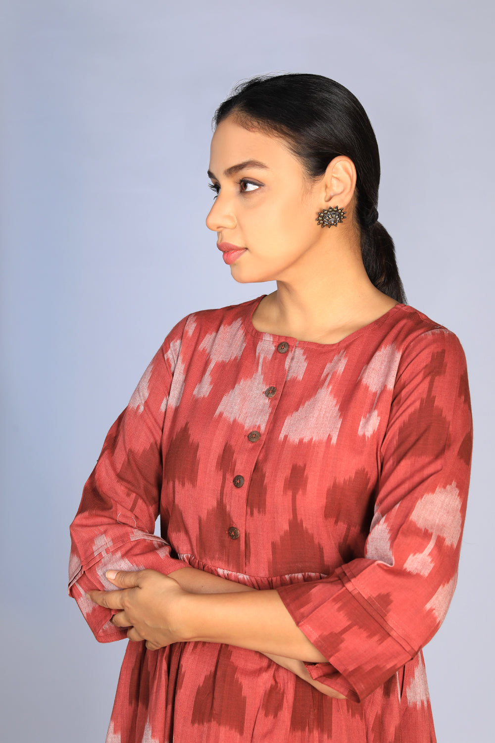 Image of Handwoven cotton Pochampally Ikat dress