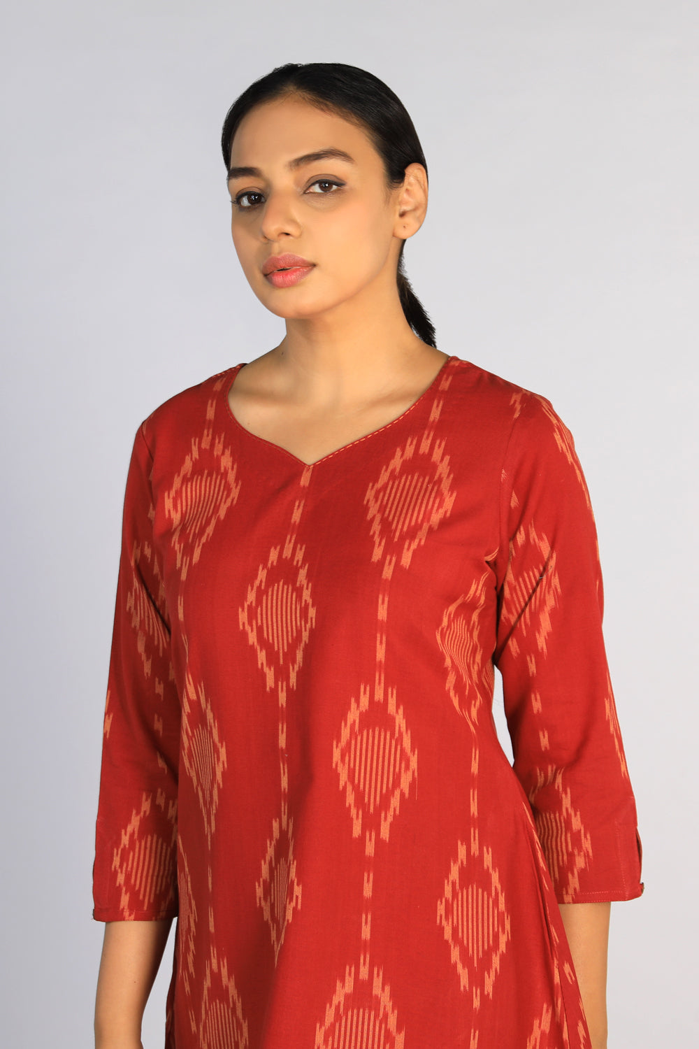 Collection of Cotton Pochampally Ikat kurti in a gallery layout