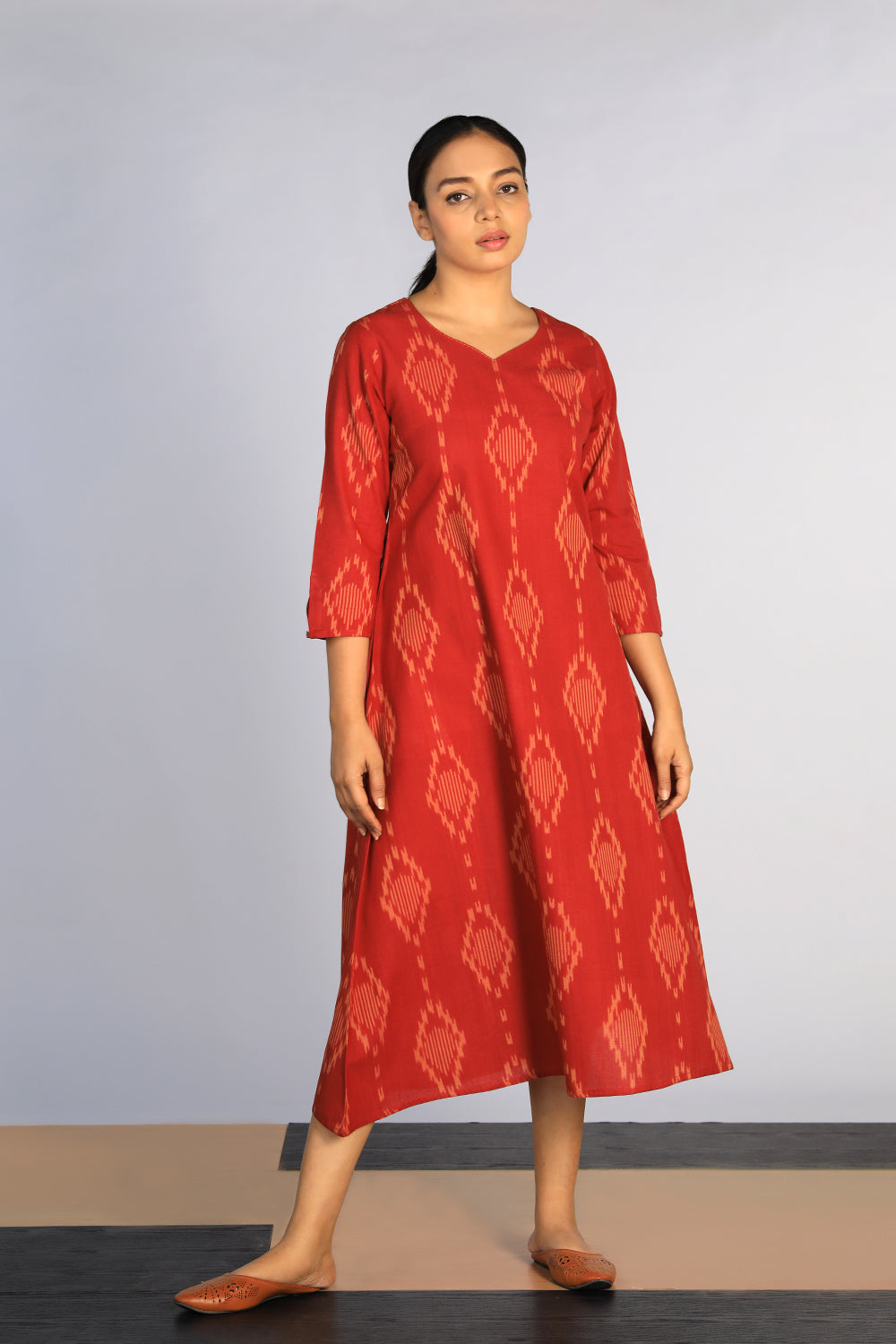 Collection of Cotton Pochampally Ikat kurti in a gallery layout