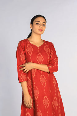 Collection of Cotton Pochampally Ikat kurti in a gallery layout