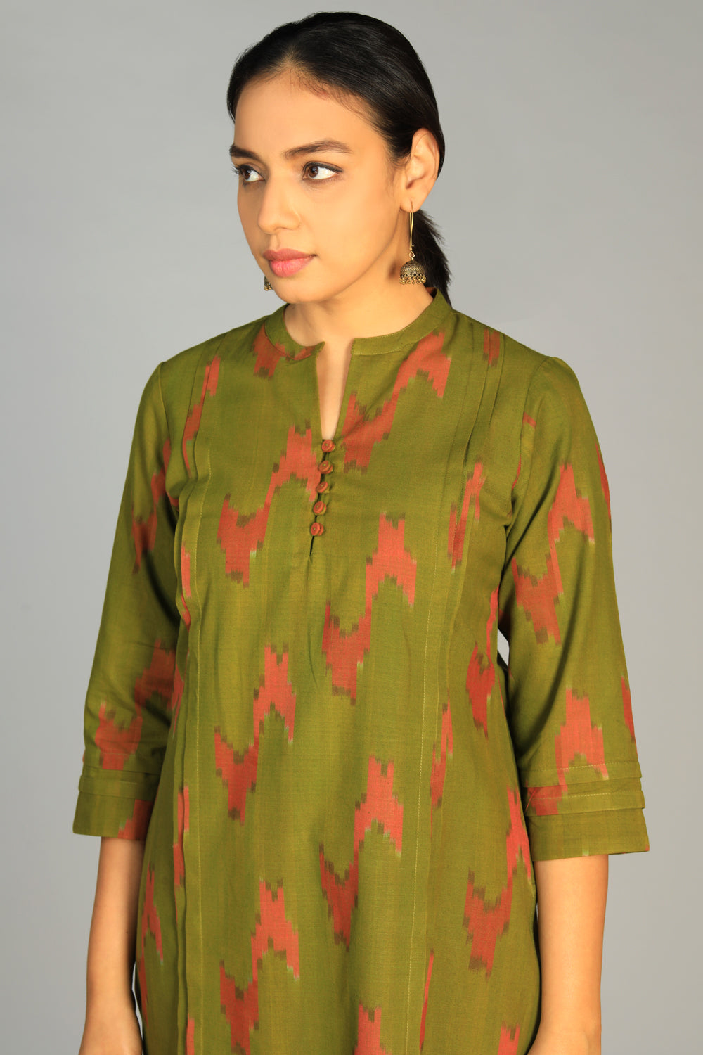 Collection of Cotton Pochampally Ikat kurti in a gallery layout