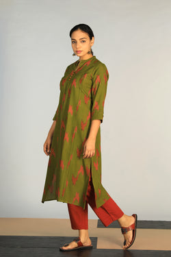 Collection of Cotton Pochampally Ikat kurti in a gallery layout