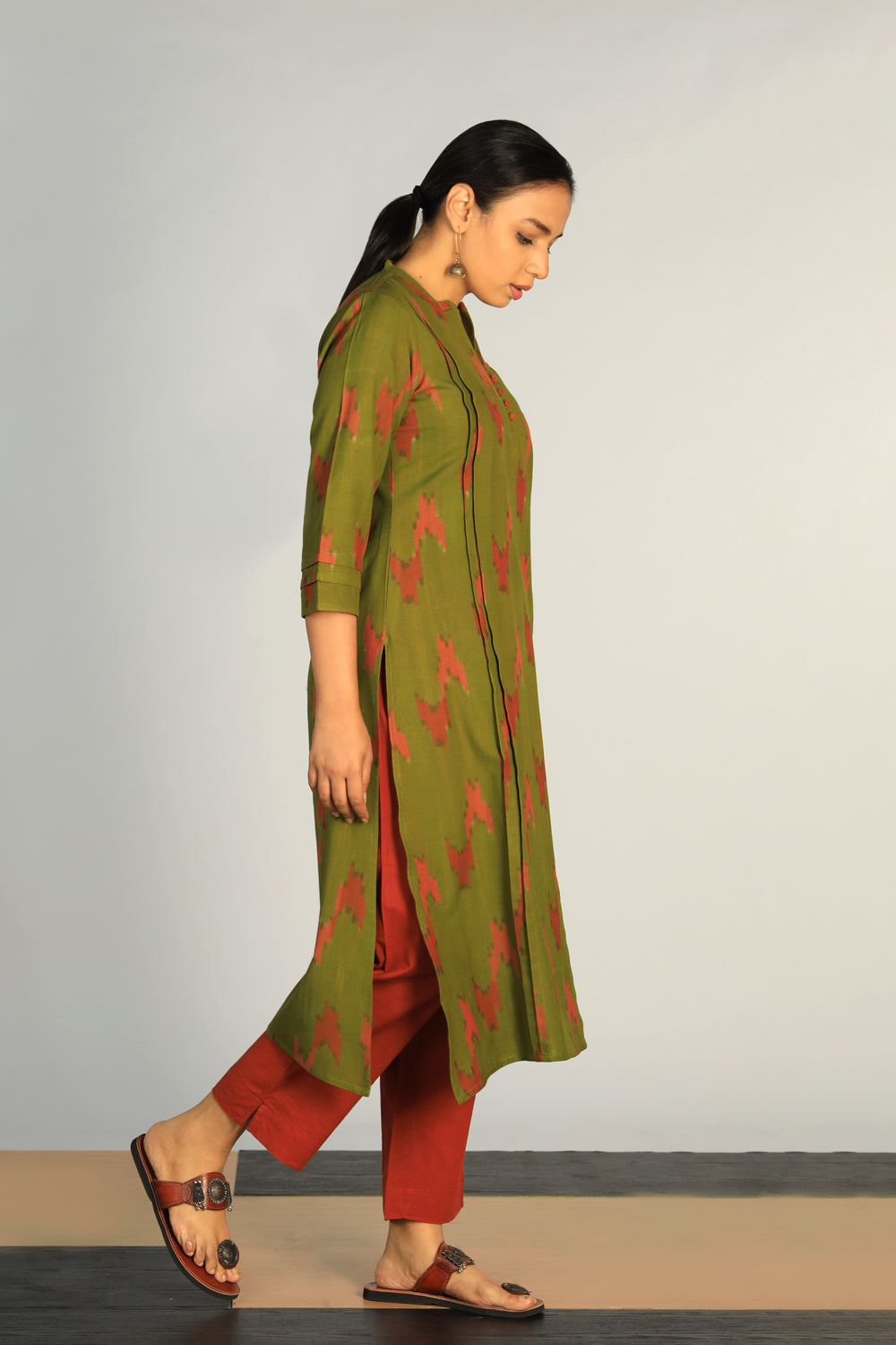 Collection of Cotton Pochampally Ikat kurti in a gallery layout