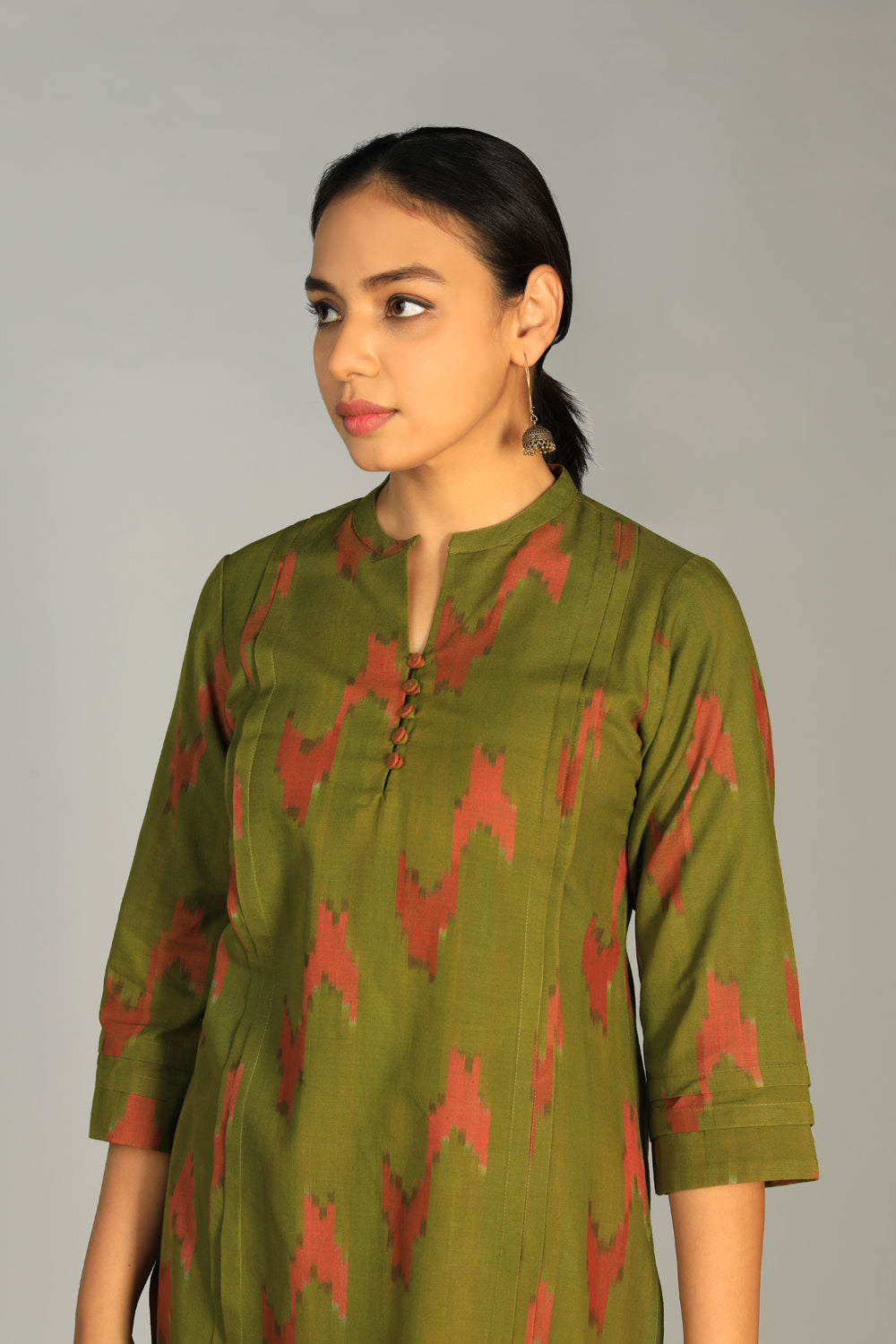 Collection of Cotton Pochampally Ikat kurti in a gallery layout