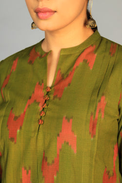 Collection of Cotton Pochampally Ikat kurti in a gallery layout