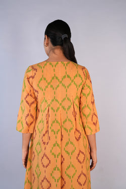 Image of Butter beige Cotton Pochampally Ikat Kurta