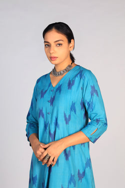 Collection of Cotton Pochampally Ikat kurti in a gallery layout