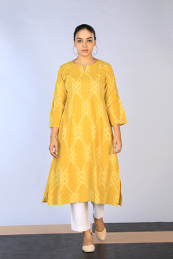 Image of Handwoven cotton Pochampally Ikat Kurti