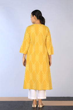 Image of Handwoven cotton Pochampally Ikat Kurti