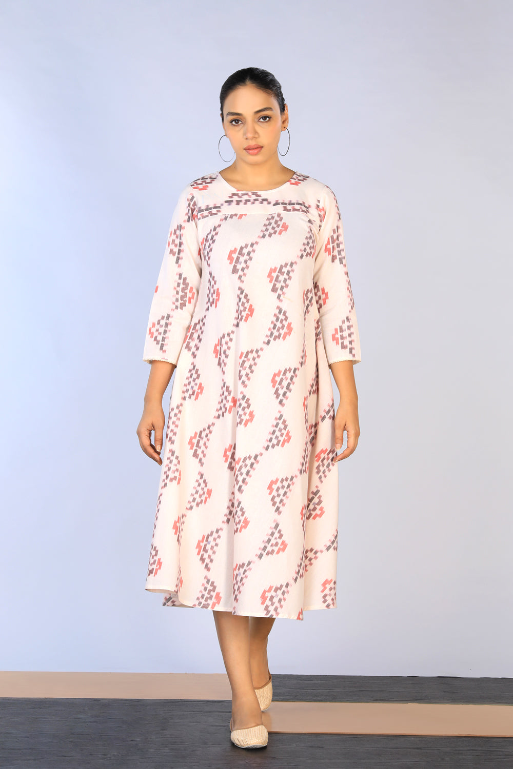 Collection of Cotton Pochampally Ikat Dress in a gallery layout