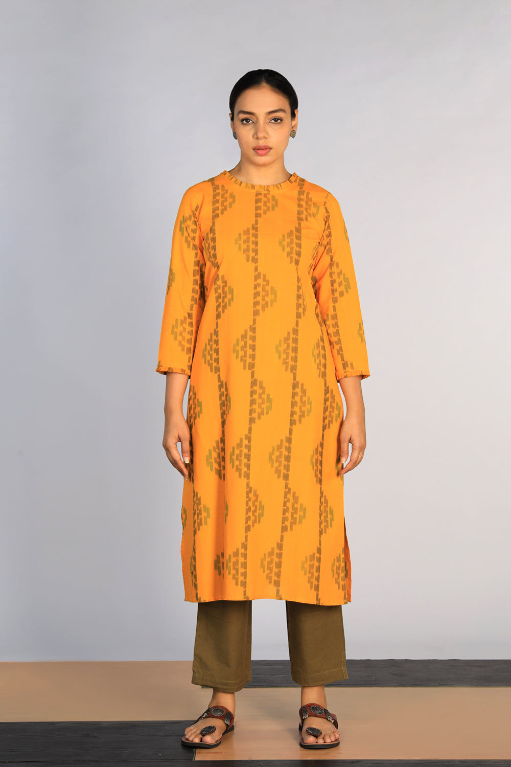 Collection of Cotton Pochampally Ikat kurti in a gallery layout