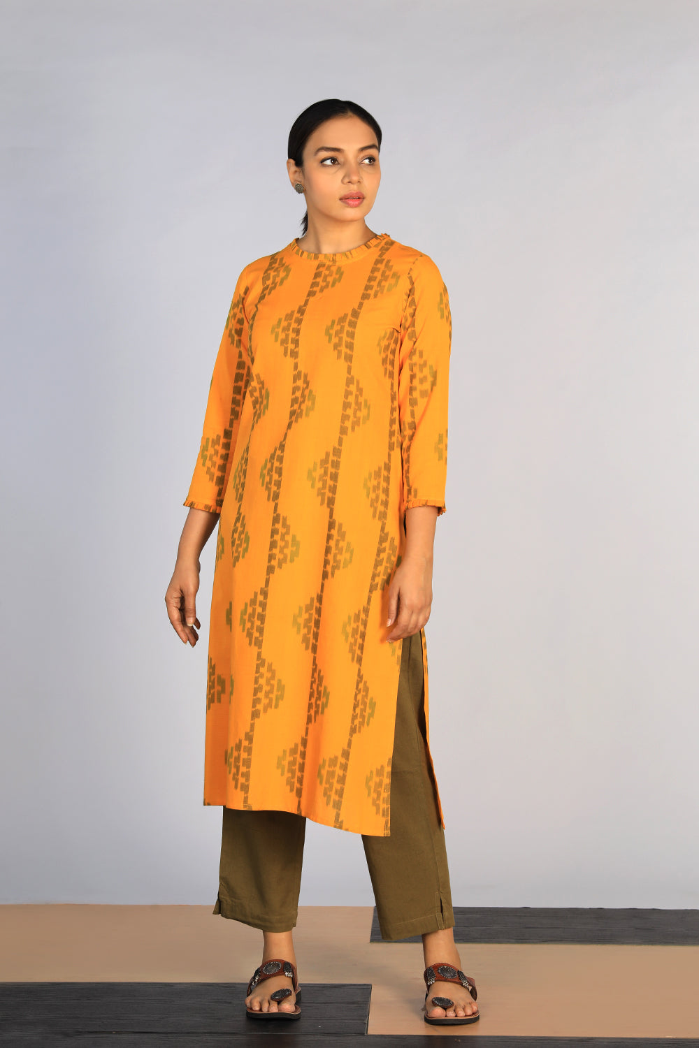 Collection of Cotton Pochampally Ikat kurti in a gallery layout