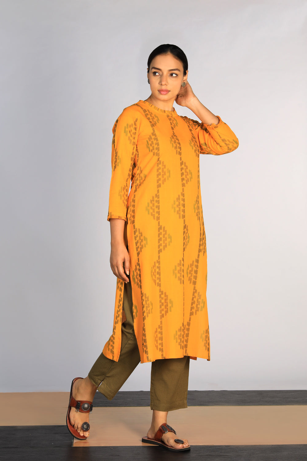 Collection of Cotton Pochampally Ikat kurti in a gallery layout